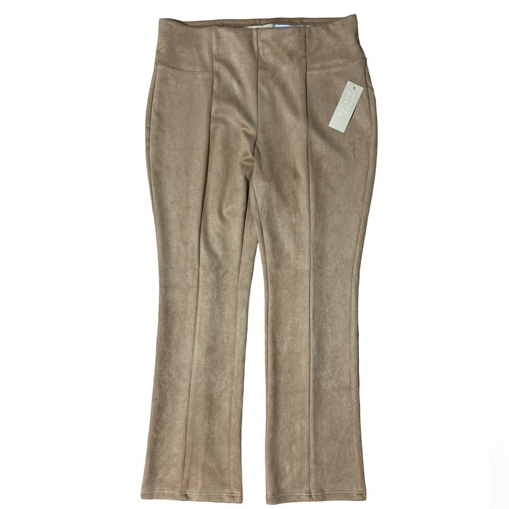 Hope & Harlow Tan Faux Suede Straight Leg Pants Women's